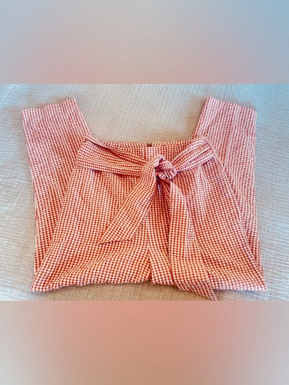 Free People‎ Gingham Tie-Waist Cottagecore High Rise Crop Pants.